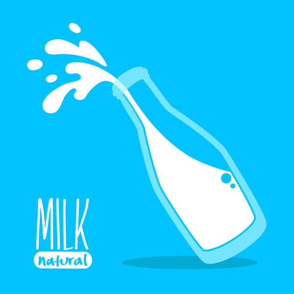 Pouring milk in a glass bottle