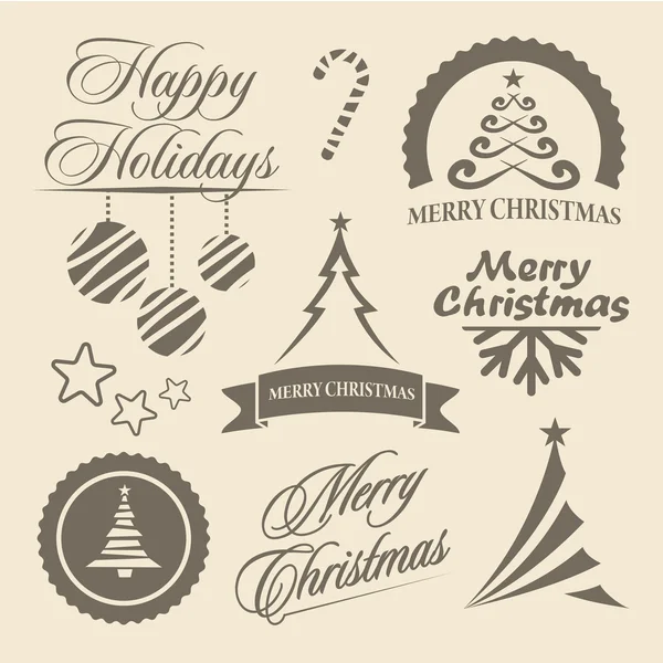 Christmas and New Year symbols and design elements — Stock Vector