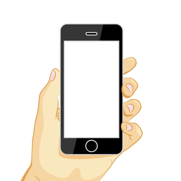 Black smart phone in hand — Stock Vector