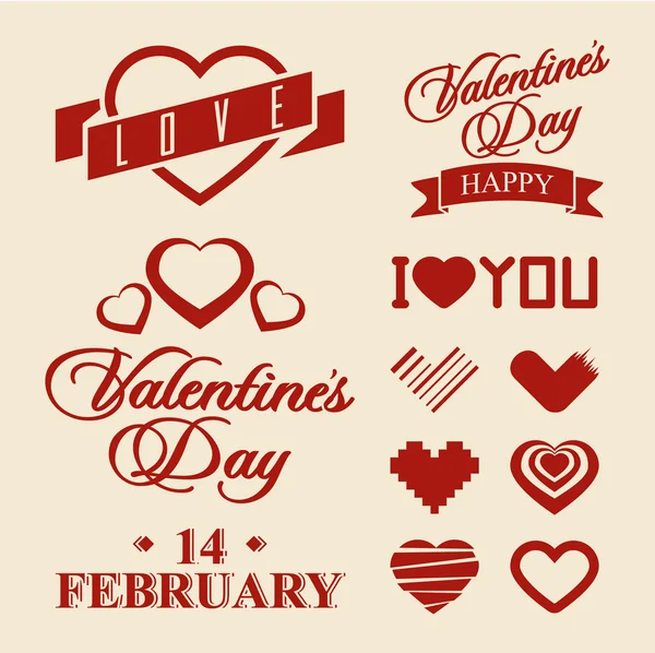 Valentine's Day symbols and design elements — Stock Vector