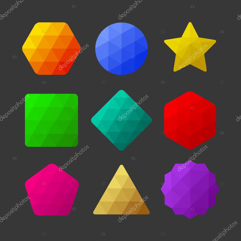 Set of design elements. Polygonal geometric shapes