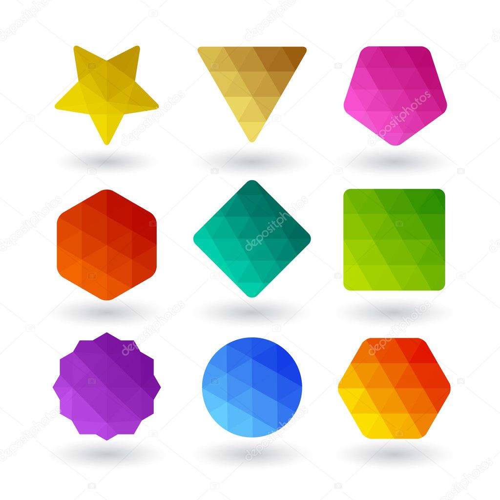 Set of design elements. Polygonal geometric shapes