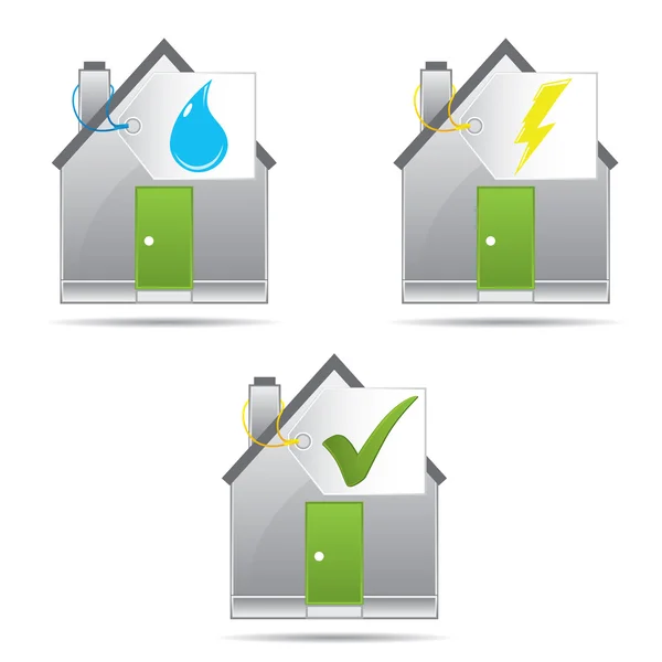 Energiatakarékossági tanúsítvány koncepciója, zöld épület koncepció — Stock Vector