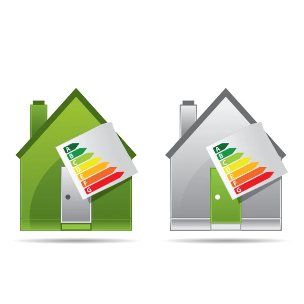 에너지 절약 인증서, 녹색 건물의 개념 — 스톡 벡터