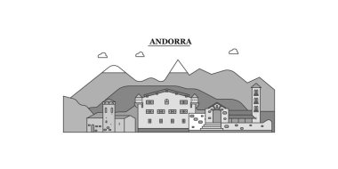 Andorra city isolated skyline vector illustration, travel landmark