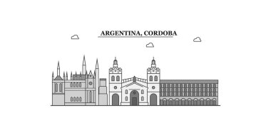 Argentina, Cordoba city isolated skyline vector illustration, travel landmark