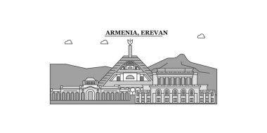Armenia, Erevan city isolated skyline vector illustration, travel landmark