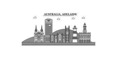 Australia, Adelaide city isolated skyline vector illustration, travel landmark