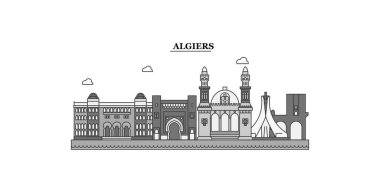 Algiers city isolated skyline vector illustration, travel landmark