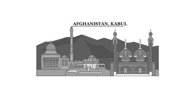 Afghanistan, Kabul city isolated skyline vector illustration, travel landmark