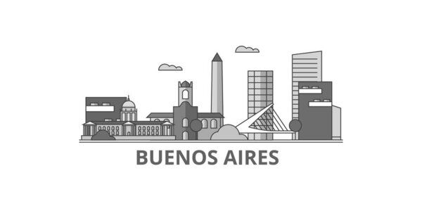 Argentina, Buenos Aires City city isolated skyline vector illustration, travel landmark