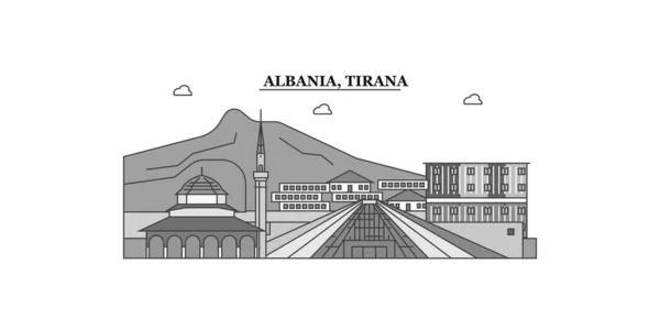 Albania Tirana City Isolated Skyline Vector Illustration Travel Landmark — Vector de stock