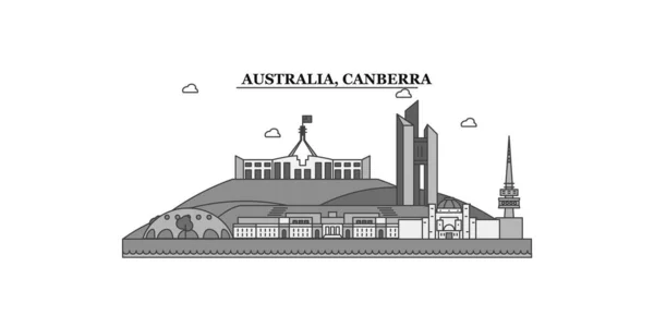 Australia Canberra City Isolated Skyline Vector Illustration Travel Landmark — Stock Vector