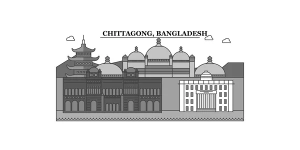 Bangladesh Chittagong City Isolated Skyline Vector Illustration Travel Landmark — 图库矢量图片