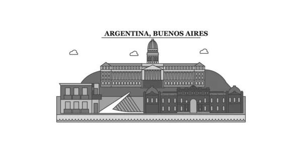 Argentina Buenos Aires City Isolated Skyline Vector Illustration Travel Landmark — Vector de stock