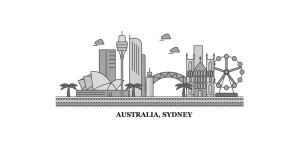 Australia Sydney City City Isolated Skyline Vector Illustration Travel Landmark — ストックベクタ