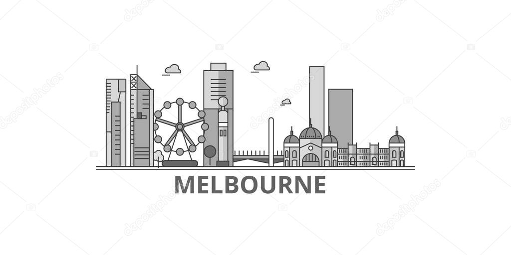 Australia, Melbourne City city isolated skyline vector illustration, travel landmark
