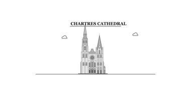 France, Chartres city isolated skyline vector illustration, travel landmark