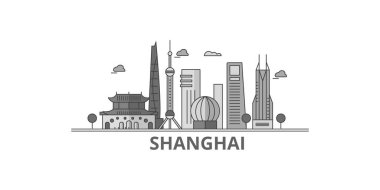 China, Shanghai City city isolated skyline vector illustration, travel landmark