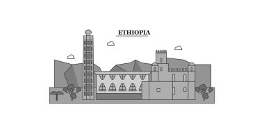 Ethiopia city isolated skyline vector illustration, travel landmark