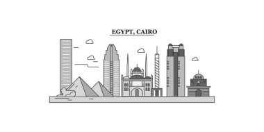 Egypt, Cairo city isolated skyline vector illustration, travel landmark