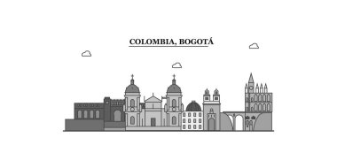 Colombia, Bogota city isolated skyline vector illustration, travel landmark