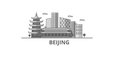 China, Beijing City city isolated skyline vector illustration, travel landmark