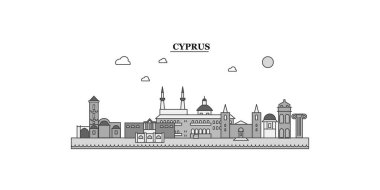 Cyprus city isolated skyline vector illustration, travel landmark