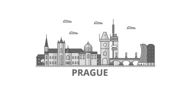 Czech Republic, Prague city isolated skyline vector illustration, travel landmark