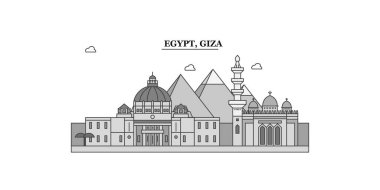 Egypt, Giza city isolated skyline vector illustration, travel landmark