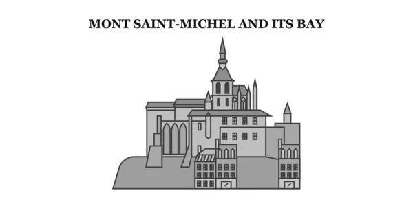 France Mont Saint Michel Its Bay Landmark City Isolated Skyline — Stockvektor