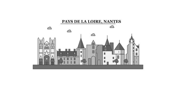 France Nantes City Isolated Skyline Vector Illustration Travel Landmark — Vettoriale Stock