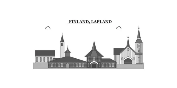 Finland Lapland City Isolated Skyline Vector Illustration Travel Landmark — Vector de stock