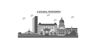 Canada, Winnipeg city isolated skyline vector illustration, travel landmark