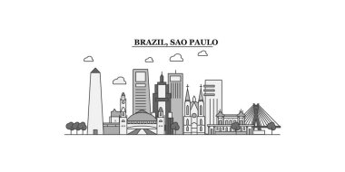 Brazil, Sao Paulo city isolated skyline vector illustration, travel landmark