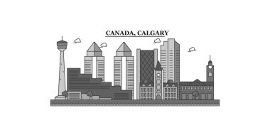 Canada, Calgary city isolated skyline vector illustration, travel landmark
