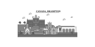 Canada, Brampton city isolated skyline vector illustration, travel landmark