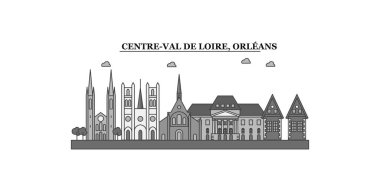 France, Orleans city isolated skyline vector illustration, travel landmark