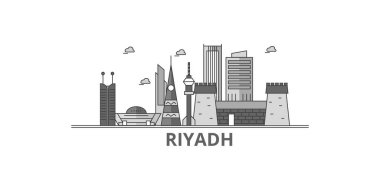 Saudi Arabia, Riyadh city isolated skyline vector illustration, travel landmark