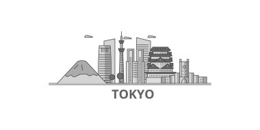 Japan, Tokyo City city isolated skyline vector illustration, travel landmark