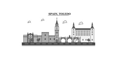 Spain, Toledo city isolated skyline vector illustration, travel landmark