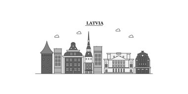 Latvia city isolated skyline vector illustration, travel landmark