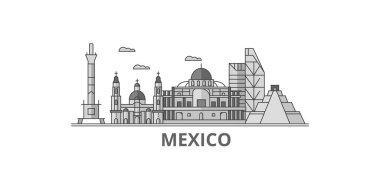 Mexico, Mexico City city isolated skyline vector illustration, travel landmark