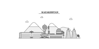 Kazakhstan city isolated skyline vector illustration, travel landmark