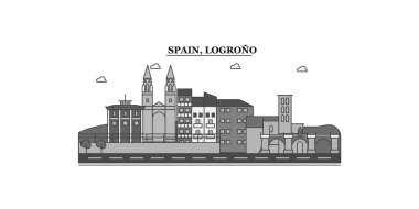 Spain, Logrono city isolated skyline vector illustration, travel landmark