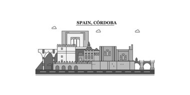 Spain, Cordoba city isolated skyline vector illustration, travel landmark