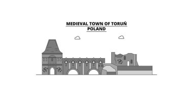 Poland, Torun City city isolated skyline vector illustration, travel landmark