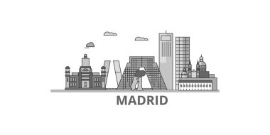 Spain, Madrid City city isolated skyline vector illustration, travel landmark