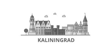 Russia, Kaliningrad City city isolated skyline vector illustration, travel landmark