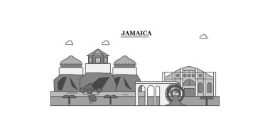 Jamaica city isolated skyline vector illustration, travel landmark